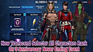 New Transcend Selector All Characters Rank On 9 Anniversary Never Ending Event  Marvel Future Fight [upl. by Jarin]