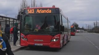 Sweden Stockholm bus 583 ride from Märsta station to Arlanda Airport [upl. by Olimreh362]