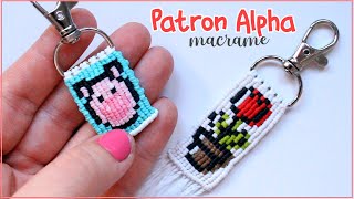 👉 PATRON ALPHA con nudo festón 🐷 Llavero MACRAME🌷tutorial [upl. by Helli]