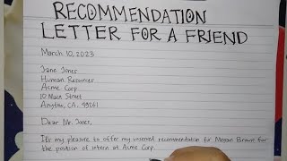 How To Write A Recommendation Letter for A Friend Step by Step  Writing Practices [upl. by Ury]