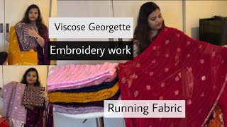 Viscose Georgette with mirror amp sequence work fabric collection allowerembroidery combo [upl. by Crompton]