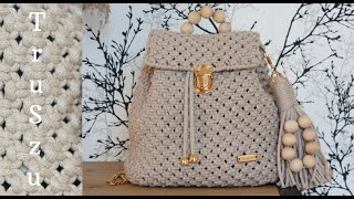 DIY Macrame Backpack Tutorial  How To Make Macrame Backpack  Makrama Plecak  Jak Zrobić Plecak [upl. by Aniara236]