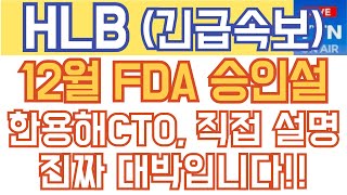 HLB 에이치엘비 매수 매도 주가전망  주말 속보 12월 FDA 승인설 한용해CTO가 직접 설명했다 진짜 대박입니다 [upl. by Ycinuq15]