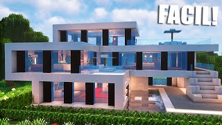 ✅Cómo hacer una casa MODERNA en Minecraft🏡 FÁCIL Y RÁPIDO 12 [upl. by Anayd]