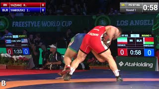 Round 1 FS  97 kg Reza YAZDANI IRI df Ivan YANKOUSKI BLR by TF 100 [upl. by Iggep417]