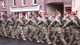 Scots Homecoming Parade Royal Regiment Forfar Scotland April 19th [upl. by Hertha]