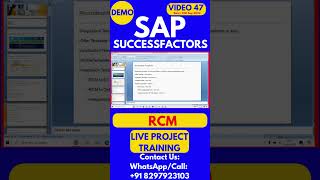 SAP SuccessFactors RCM Training Video 47 13 Sep 2024 sapsuccessfactorstraining [upl. by Uzziel]