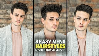 3 Easy Mens Hairstyles  Short  Medium Length Hair Tutorial  BluMaan 2018 [upl. by Arahset765]