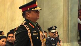 President Mukherjee confers General of the Indian Army to Chief of the Army Staff Nepalese Army [upl. by Enaamuj]