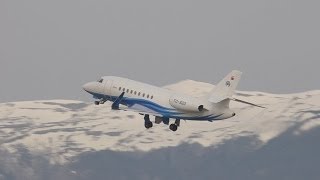 FullHD Short Take Off VIP Dassault Falcon 2000 taxi amp takeoff at GenevaGVALSGG [upl. by Amice363]