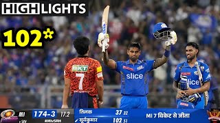 MI vs SRH Match Full Highlights 2024 Suryakumar Yadav 102 Runs batting Highlights vs SRH [upl. by Bigod]