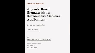 AlginateBased Biomaterials for Regenerative Medicine Applications  RTCLTV [upl. by Eirehs988]