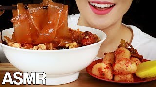 ASMR SOUPY FIRE WIDE GLASS NOODLES EATING SOUNDS MUKBANG [upl. by Hayott]