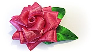 Como hacer una Rosa de cinta Ribbon rose [upl. by Tecil]