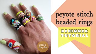 DIY Jewelry Tutorial  Peyote Stitch Beaded Rings with Even Count Peyote Stitch [upl. by Fillander]