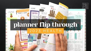 HEALTH PLANNER FLIP THROUGH 2023  A Full Year of Completed Lined Vertical Fitness Planner Spreads [upl. by Neeven]