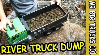 Digger amp Dump Truck Load Rocks in Mountain River MrBigTrucks101 [upl. by Neliak]