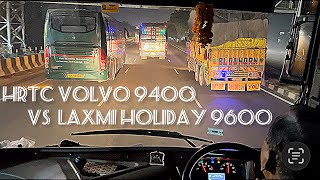 Race 😮 HRTC Volvo 9400 Bus vs Laxmi Holiday Volvo 9600  Delhi to Manali Bus [upl. by Folberth]