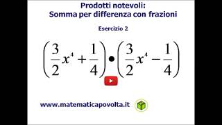 Prodotti notevoli Somma per Differenza con frazioni  Esercizio 2 [upl. by Anaderol]