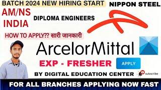 AMNS INDIA Diploma Engineer Recruitment 2024 Arcelor mittal Nippon steel off campus hiring [upl. by Mayce]