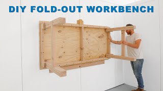 DIY FOLDING WALL MOUNTED WORKBENCH [upl. by Weslee]