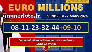 EUROMILLIONS COMBINAISON GAGNANT VENDREDI 22 MARS 2024 [upl. by Qidas]