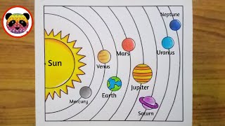 Solar System Drawing  How to Draw Solar System  Solar System Planets Drawing  Solar System [upl. by Island597]