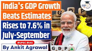 India remains FastestGrowing Major Economy Q2 GDP Growth  UPSC GS3 [upl. by Ynohtna]