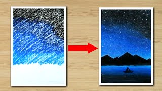 How to draw moonlight Nature scenery  Nature scenery Drawing  Moonlight drawing of Nature [upl. by Amato]