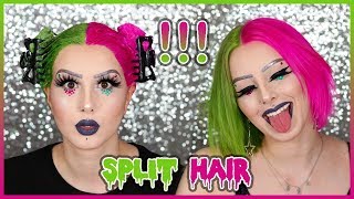 💚 SPLIT HAIR VERT amp ROSE 💖  Coloration Special Effects Lime Light amp Atomic Pink [upl. by Dranrev]