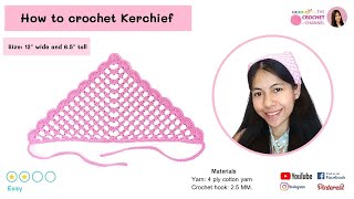 How to crochet a Kerchief Bandana tutorial Free Pattern [upl. by Eniluqcaj]