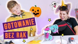 Gotowanie BEZ RĄK challenge 😱 Halloweenowe babeczki  Dominik Rupiński i Agnieszka Grzelak Vlog [upl. by Elleoj]