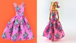 DIY Barbie Toy Summer Dress Video  Barbie Fashion Clothes Tutorial for Girls [upl. by Nedgo]