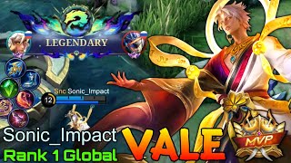 Legendary Vale Perfect Gameplay  Top 1 Global Vale by SonicImpact  Mobile Legends [upl. by Vanhomrigh]