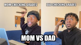 MOM vs DAD CHECKING YOUR GRADES TRY NOT TO LAUGH [upl. by Prinz]