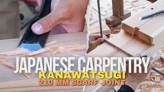 Cutting a 210 mm Japanese Scarf Joint 金輪継 or Kanawa Tsugi  for a Structural Beam [upl. by Garry876]