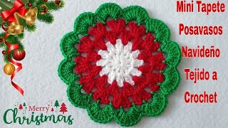 Tejido Navideño a Ganchillo Para PrincipinteCrochet Cristmas projetsMini Tapete Navideño a Crochet [upl. by Rabi693]