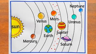 Solar System Drawing  How to Draw Solar System Planets Easy Steps  Solar System Diagram Drawing [upl. by Anuait]