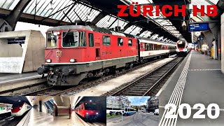 Züge beim Bahnhof Zürich HauptbahnhofTrains at Zurich main station 2020 [upl. by Ialocin]