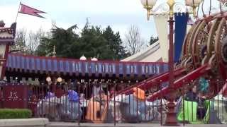 Dumbo the Flying Elephant and Mad Hatters Teacups at Fantasyland Disneyland Paris 2014 [upl. by Ahsiram3]