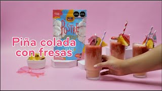 Piña colada con fresa  Receta FÁCIL  Postrelicioso [upl. by Maisey989]