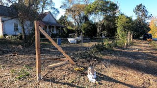 MORE NEW BARBED WIRE FENCE FOR 140 YEAR OLD FARM  DISCOVERED HIDDEN WALL  OLD BYRD FARM SIGN HUNG [upl. by Dworman]