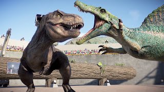 TREX vs LARGE amp MEDIUM CARNIVORE DINOSAURS ON ISLA SORNA  Jurassic World Evolution 2 [upl. by Rabkin165]