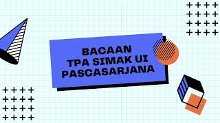 SOAL TPA SIMAK UI PASCASARJANA 2023 GAMPANG BANGET LHOOOO  VERBAL PART 2 [upl. by Nordine]