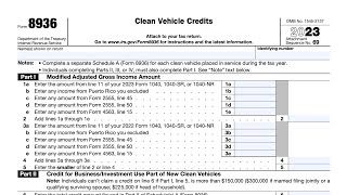 IRS Form 8936 walkthrough Clean Vehicle Credits [upl. by Colinson436]