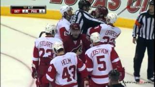 Nicklas Lidstrom gets hit by Taylor Pyatt 041811 [upl. by Atiuqel432]