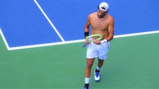 Matteo Berrettini amp Aslan Karatsev 🎾 Court practice ft a shirtless Italian stallion 🍏 [upl. by Biebel778]