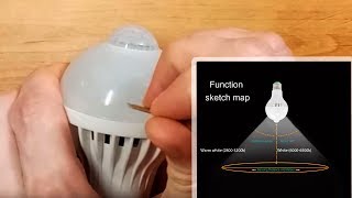 E27 LED Light Bulb with IR motion sensor  Unboxing amp disassembly lamp with IR motion sensor [upl. by Odnumyar]