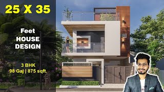 25x35 House Design  98 Gaj  875 sqft  2535 small house design  76X106 Meter  DV Studio [upl. by Sundstrom]