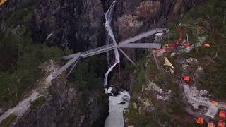 The step bridge at Vøringsfossen Norwegian Scenic Route Hardangervidda [upl. by Irab]